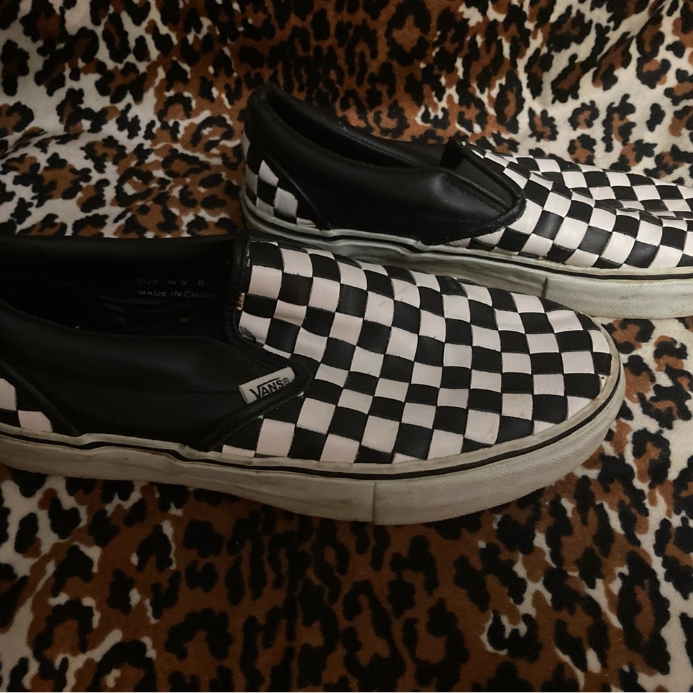 Classic checkerboard vans Woven Leather size 8 womens